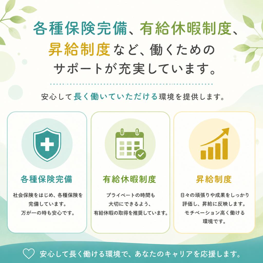 福利厚生充実！安心して働ける職場