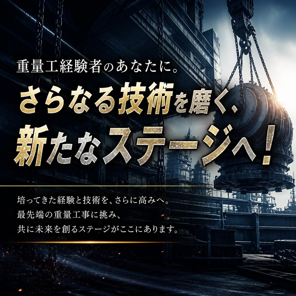 重量工経験者のあなたに。さらなる技術を磨く、新たなステージへ！