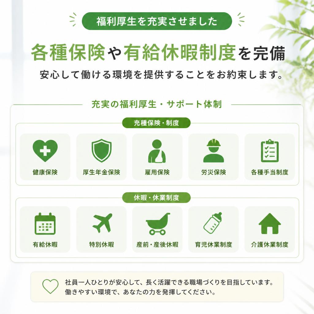 各種保険完備で安心