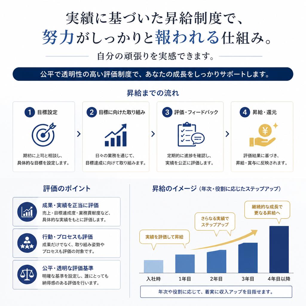 給与アップに繋がる実績評価制度
