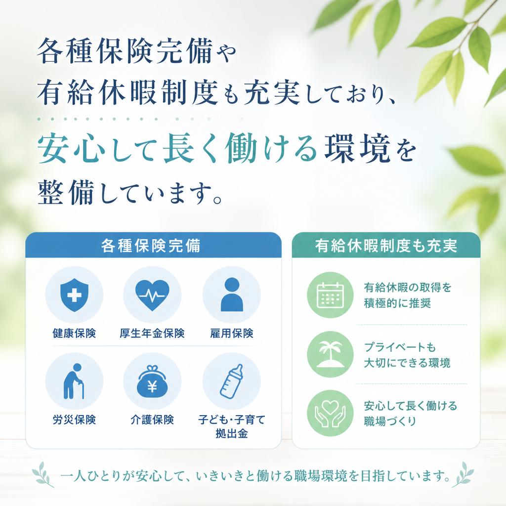 福利厚生の充実で安心の職場環境