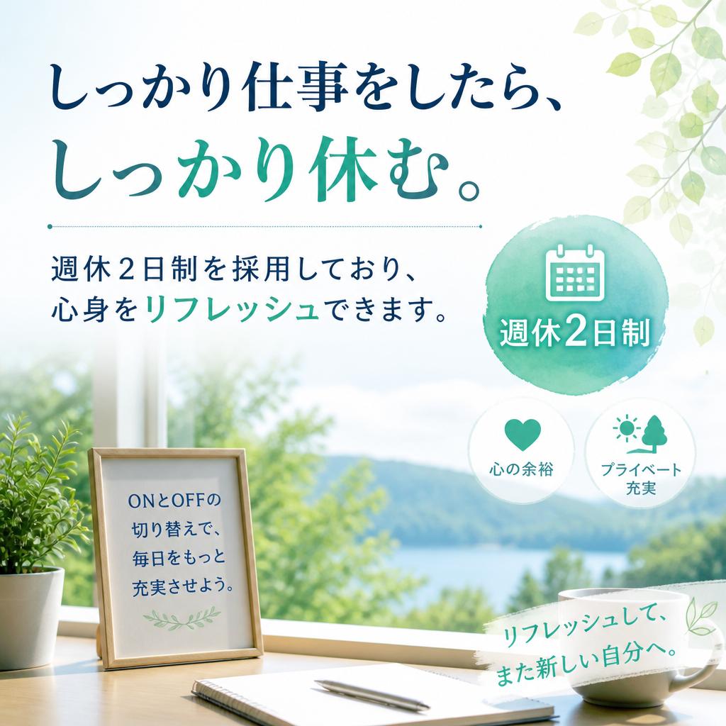 週休2日制でプライベートも充実