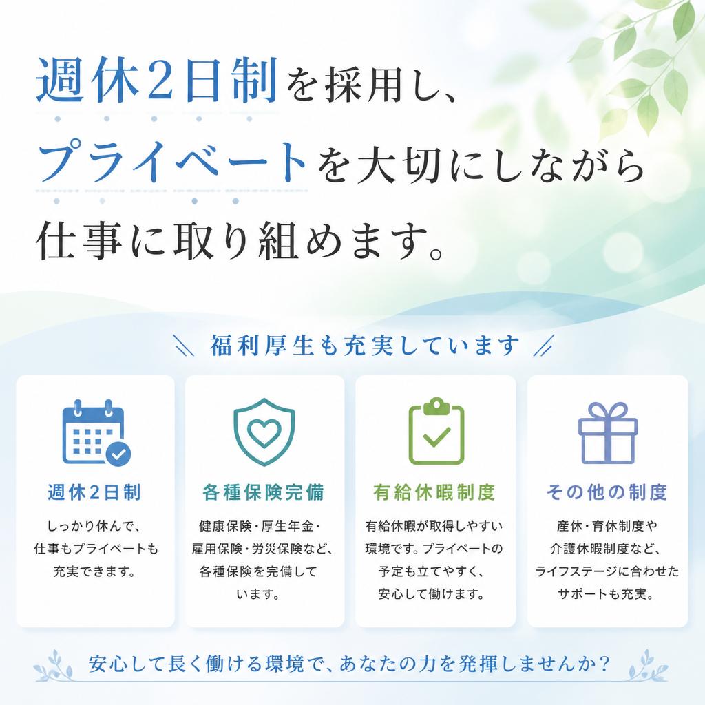 働きやすい環境と充実の福利厚生