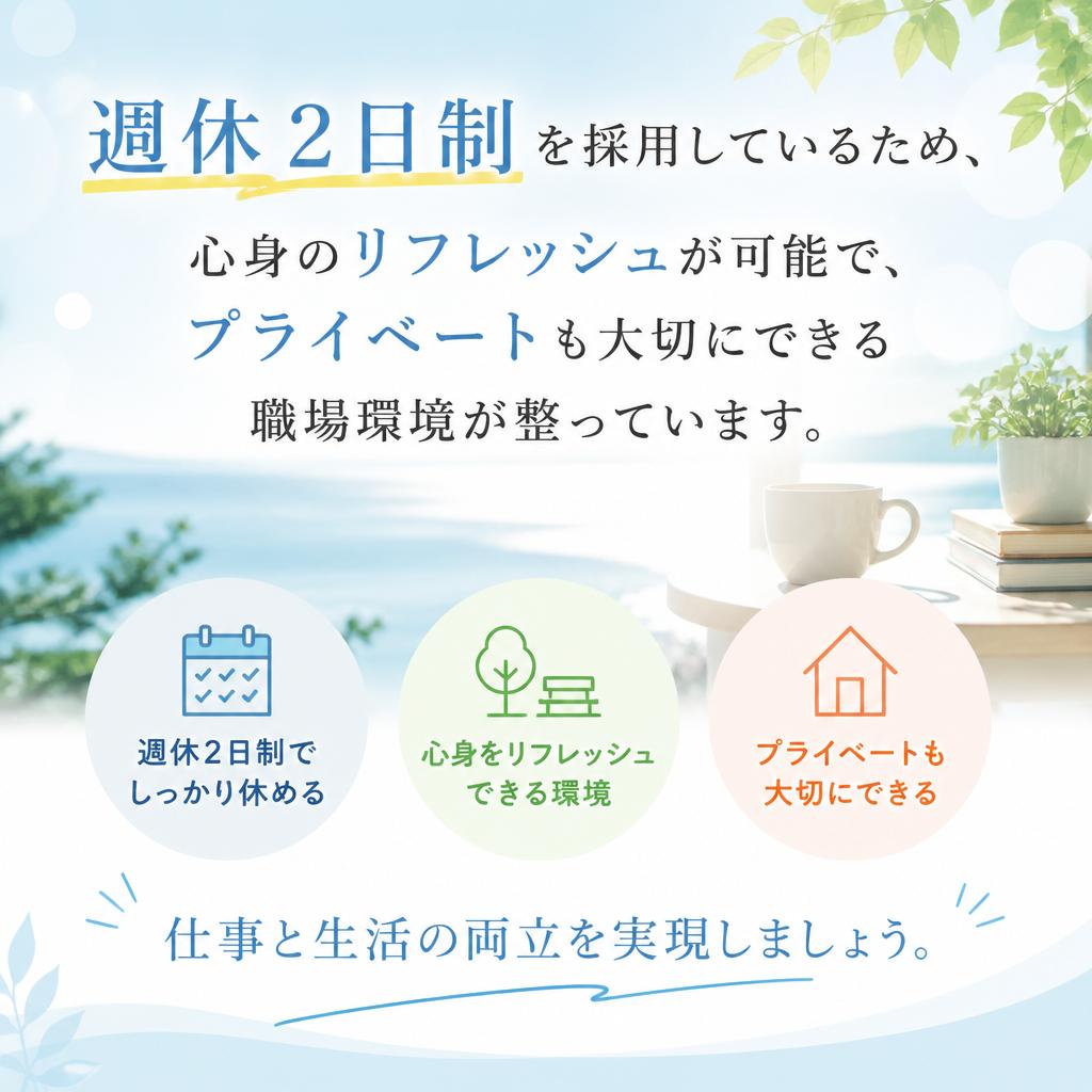 2. 週休2日制でプライベートも充実