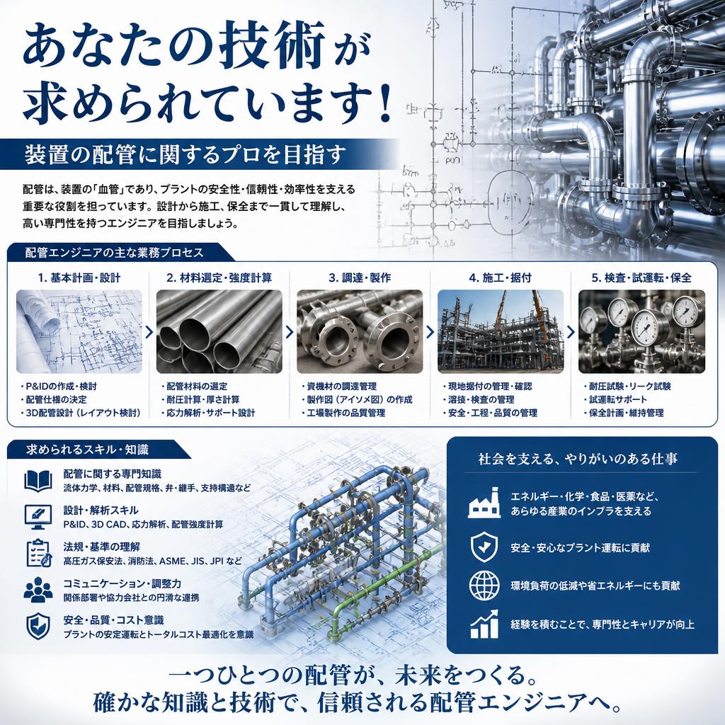 あなたの技術が求められています！装置の配管に関するプロを目指す