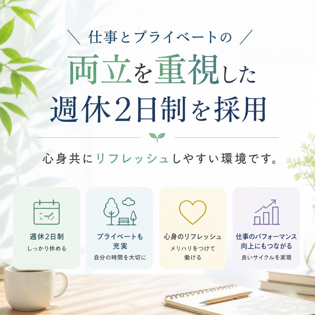 週休2日制でプライベートも充実