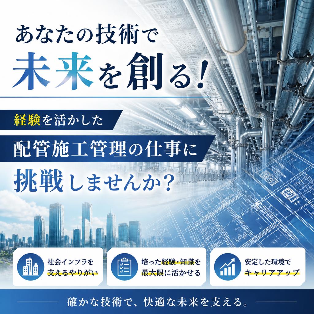 あなたの技術で未来を創る！経験を活かした配管施工管理の仕事に挑戦しませんか？